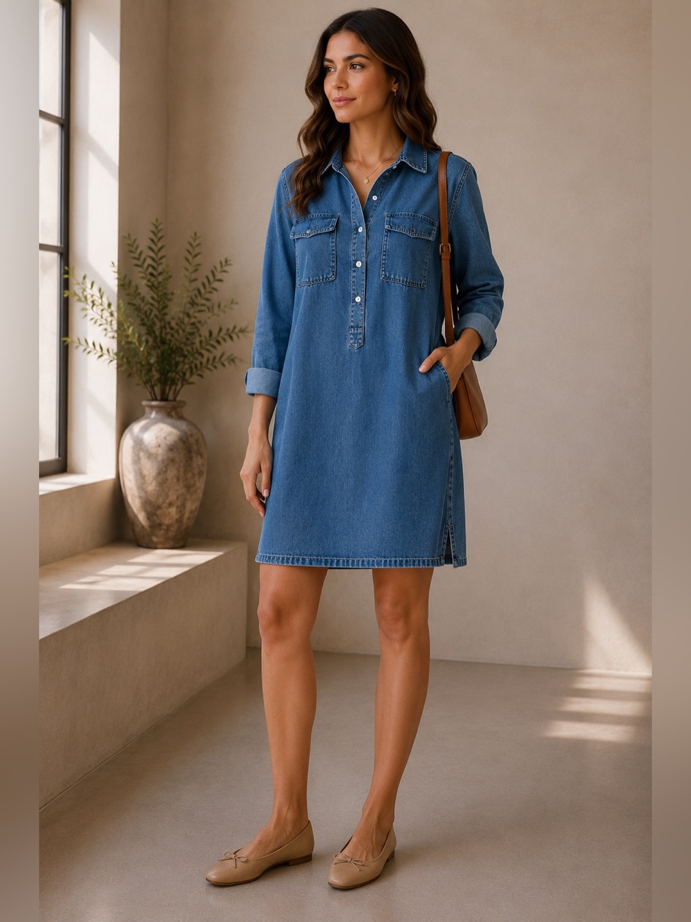 Madewell Denim Popover Shirt Dress Tunic Blue Size XL 100% Cotton